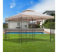 Outsunny Toile de rechange pour pavillon tonnelle tente 3 x 3 m polyester haute densité 180 g/m² beige