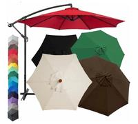 Toile de Remplacement Parasol 8 Baleines 3m Ronde (Rouge) - Adapte à Parasol Droit ou Déporté