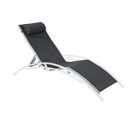 Toile de remplacement pour bain de soleil LOUISA. en aluminium et textilène. avec têtière - Noir/Gris