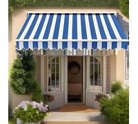 Toile De Remplacement Robuste For Auvent De Camping-car Sans Cadre, 280 G, Stores Manuels En Vinyle 1000D, UV80+, Imperméable, For Patio, Pare-soleil, Abri, Porte Extérieure, Fenêtre(White+Blue,13*5ft