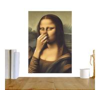 Toile de salle de bain, art vintage, peinture Lisa, affiche de salle de bain vintage drôle, art mural de toilettes humoristiques, fille tient le nez trop humoristique excentrique, décoration