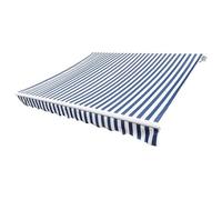 Toile de store en toile bleue et blanche 500 x 300 cm - Polyester avec revêtement PU pour terrasse et jardin - Résistant aux intempéries et durable - Protection parfaite contre le soleil et la pluie