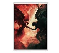 Toile de style fantaisie art mural mythologie thème rouge et noir démone images oeuvres d’art impressions peinture murale affiche pour buanderie décor 60x105cm sans cadre