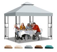 Toile de Toit de Rechange pour Gazebo 3x3 m, Pavillon Tonnelle Housse de Remplacement Imperméable avec Ventilation, Couverture Amovible pour Jardin, Camping, Plage et Protection Solaire