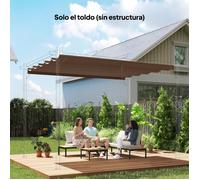 Toile de toit rétractable de rechange 3,5 x 2,6 m pour pergola 4 x 3 m, marron, 10 trous de drainage