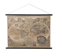 TOILE Décoration Mappemonde Carte du Monde ancienne Vintage à suspendre de 100x75cm