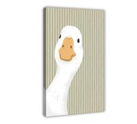 Toile décorative à 3 motifs d'oie rayée vert sauge pour chambre d'enfant (60 x 90 cm)