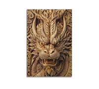 Toile décorative moderne pour la maison - Affiche de mythe - Pouvoir divin du dragon doré mystérieux et choquant ajoutant une atmosphère fantastique aux études - 20 x 30 cm - Sans cadre