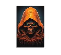 Toile décorative moderne pour la maison - Affiche d'Halloween esthétique - Affiche d'Halloween - Motif crâne habillé - Image bizarre et a un impact visuel - Décoration d'Halloween - 60 x 90 cm - Style