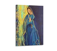 Toile décorative moderne pour la maison, affiche religieuse représentant un espace de vie esthétique, affiche religieuse représentant la Vierge solennelle et sacrée, bleu foncé, ajoutant une