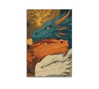 Toile décorative moderne pour la maison, affiches de mythe, affiche de mythe rassemblement de dragons mystérieux et choquant ajoutant une atmosphère fantastique aux études Art 30 x 45 cm, style sans