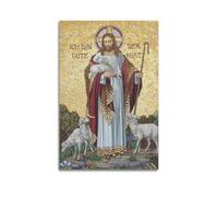 Toile décorative moderne pour la maison - Esthétique - Poster religieux - Bon berger - Image sacrée et solennelle ajoutant une atmosphère solennelle aux salles de prière - 50 x 75 cm - Sans cadre