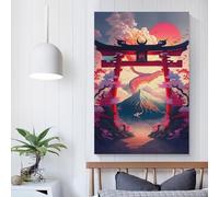 Toile décorative moderne représentant une icône japonaise du portail Torii, idéale pour un mur, une maison, un bureau ou un mariage, 40 x 60 cm