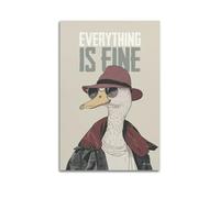 Toile décorative murale moderne pour la maison - Poster animal canard dans des lunettes de soleil et vêtements tendance - Peinture d'ambiance cool et décontractée - 40 x 60 cm - Style sans cadre