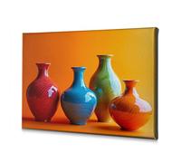 Toile décorative pour décoration murale de Pâques avec quatre vases colorés avec motifs abstraits (40 x 60 cm)