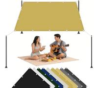 Toile d'ombrage 200 x 490 cm Imperméable, Anti 98% UV, Protection Solaire, Polyester Anti-Déchirure, Imperméable Bache Ombrages, avec Œillets et Cordes pour Jardin Balcon, Jaune Sable