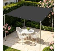 Toile d'ombrage 410 x 420 cm Résistant à l'eau Protection Contre Le Vent, Résistant Aux Intempéries, Protection UV Auvent Rectangulaire Imperméable pour Camping, Patio, Gris Foncé