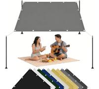 Toile d'ombrage 410 x 490 cm Imperméable, Anti 98% UV, Protection Solaire, Polyester Anti-Déchirure, Imperméable Bache Ombrages, avec Œillets et Cordes pour Jardin Balcon, Gris Clair