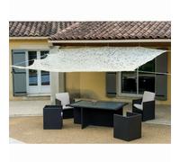 Toile d'ombrage ajourée Beige 120 g/m2 WERKA PRO 4 x 5m | Polyester, acier, installation facile, solaire, usage terrasse et balcon, extérieur, ventilation efficace