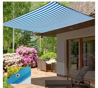 Toile d'ombrage avec protection UV à 95 % - Rayures bleues - 12 poteaux - Bords renforcés avec œillets - Parfait pour serre, abri auto, terrasse et jardin - Filet d'ombrage pour extérieur - 6 x 6 m