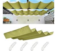 Toile d'ombrage Extensible multifonctionnelle Jaune-Vert en Forme de Vague 200x600cm imperméable Coupe-Vent et résistante aux UV pour pergola abri extérieur Durable avec Cordes incluses