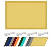 Toile d'ombrage Imperméable 0.5 x 4.4 m UV Protection Voile d'ombrage avec Œillets avec Oeillets et Cordons pour Extérieur Terrasse Jardin Balcon, Jaune Sable