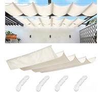 Toile d'ombrage ondulée beige crème robuste 420D 145x500cm résistante au vent et à l'eau pour pergola installation facile via cordes passant dans les œillets protection solaire haut de gamme de jardin