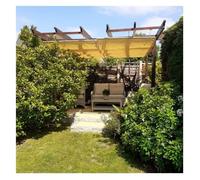 Toile d'ombrage ondulée, pergola rétractable et imperméable - Kit de Protection Solaire extérieure Jaune, Voile d'ombrage coulissante pour Patio, terrasse, Porche, Jardin - Solution de rempl