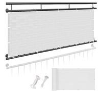 Toile d'ombrage pour balcon, 40 x 150 cm, protection UV, pour extérieur, jardin, balustrade avec attaches - Idéal pour terrasse et terrasse - Solutions d'intimité - Blanc