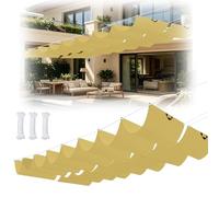 Toile d'ombrage Rétractable 1.3 x 5.5 m Imperméable, Protection UV, Protection Solaire, Indéchirable, Voile d'ombrage Réglable avec Œillets et Corde, pour Patio Extérieur, Jaune Sable