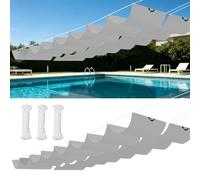 Toile d'ombrage Rétractable 1.6 x 1.7 m Imperméable, Protection UV, Protection Solaire, Indéchirable, Pergola de Rechange avec Œillets et Corde, pour Patio Extérieur, Gris Clair