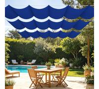 Toile d'ombrage Rétractable 250 x 480 cm Résistant à l'eau Bâche Ombrage avec Oeillets et Cordons pour en Plein Air, Jardin Terrasse, Bleu Foncé