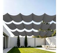 Toile d'ombrage Rétractable 450 x 280 cm avec Protection UV Voile d'ombrage Toile Rectangulaire avec Oeillets et Cordons pour Patio Jardin Terrasse Extérieur Balcon, Gris Foncé