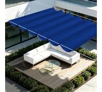 Toile d'ombrage Rétractable 450 x 600 cm Résistant à l'eau Imperméable Rectangulaire Toile d'ombrage avec Oeillets et Cordons pour Patio Jardin Terrasse Extérieur Balcon, Bleu Foncé