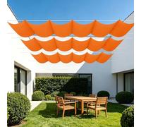 Toile d'ombrage Rétractable 700 x 600 cm Toile Imperméable Voile d'ombrage Terrasse avec Oeillets et Cordons pour Patio Balcon Jardin Terrasse Extérieur, Orange