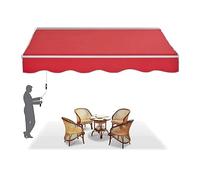 Toile d'ombrage rétractable et durable pour auvent d'extérieur - 6 x 2 m - Résistant aux UV - Rouge - 5 x 1,5 m