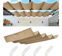 Toile d'ombrage rétractable Hydrofuge Isolante Thermique Couleur Sable 100x500cm Protection Solaire Robuste pergola terrasses & hôtels résistante aux déchirures fournie avec Cordon de Traction Solide