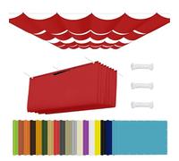 Toile d'ombrage Rétractable Vague 0.6 x 4 m Imperméable, Rectangulaire, Protection UV Solaire, Indéchirable, Pergola de Rechange, avec Œillets, Corde pour Jardin Terrasse, Rouge