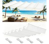 Toile d'ombrage Rétractable Vague 0.9 x 9 m Rectangulaire Imperméable UV Protection Bâche Dombrages avec Oeillets et Cordons pour Patio Jardin Terrasse, Blanc