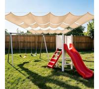 Toile d'ombrage Rétractable Vague 120 x 1300 cm Protection UV, Anti-Déchirure, Coupe-Vent, Imperméable Toile Ombrage avec Cordes pour Terrasse Jardin, Couleur Crème
