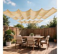Toile d'ombrage Rétractable Vague 125 x 800 cm Protection UV, Anti-Déchirure, Coupe-Vent, Imperméable Coupe Ventpour La Couverture avec Cordes pour Jardin, Terrasse, Couleur Crème