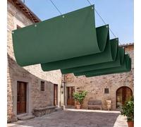 Toile d'ombrage Rétractable Vague 140 x 145 cm Toile PES Résistant à l'eau Pare-Soleil Ondulé en Forme Protection UV Protection pour Patio Terrasse Extérieur, Vert Foncé