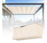 Toile d'ombrage Rétractable Vague 185 x 250 cm avec Œillets et Corde, Rectangulaire Protection UV Solaire Extérieur Vague Voile d'ombrage Rétractable pour Jardin, Garage, Blanc cassé