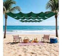 Toile d'ombrage Rétractable Vague 70 x 550 cm Protection UV, Anti-Déchirure, Coupe-Vent, Imperméable Toile d'ombrage avec Cordes pour Terrasse Jardin, Vert Foncé
