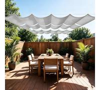 Toile d'ombrage Rétractable Vague 70 x 550 cm Protection UV, Anti-Déchirure, Coupe-Vent, Imperméable Voile d'ombrage Imperméable Carré avec Cordes pour Jardin, Terrasse, Gris Clair