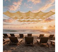 Toile d'ombrage Rétractable Vague 75 x 200 cm Protection UV, Anti-Déchirure, Coupe-Vent, Imperméable Toile d'ombrage de Serres Coupe-Vent avec Cordes pour Jardin, Terrasse, Couleur Crème