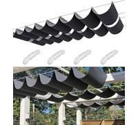 Toile D'ombrage Rétractable Vague Imperméable Rectangulaire Voile Ombrage Filet D'ombrage Bâche Ombrage Protection UV Solaire pour Jardins Balcons Terrasse Pergola 2.8x10M Gris foncé