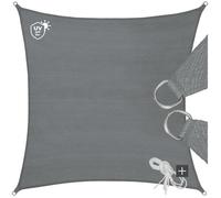 Toile d'ombrage - TECTAKE - Voile d'ombrage carrée en polyéthylène, cordes de tension comprises, 4 x 4 m - Gris