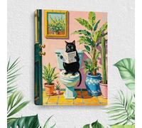 Toile drôle de chat pour salle de bain, art encadré mignon avec chats esthétiques, peintures murales décoratives de scènes naturelles et impressions d'amoureux des chats, idées cadeaux pour décoration