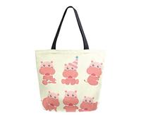 toile drôle hippopotame différentes poses sac de transport sac à bandoulière décontracté pour faire du shopping voyage réutilisables